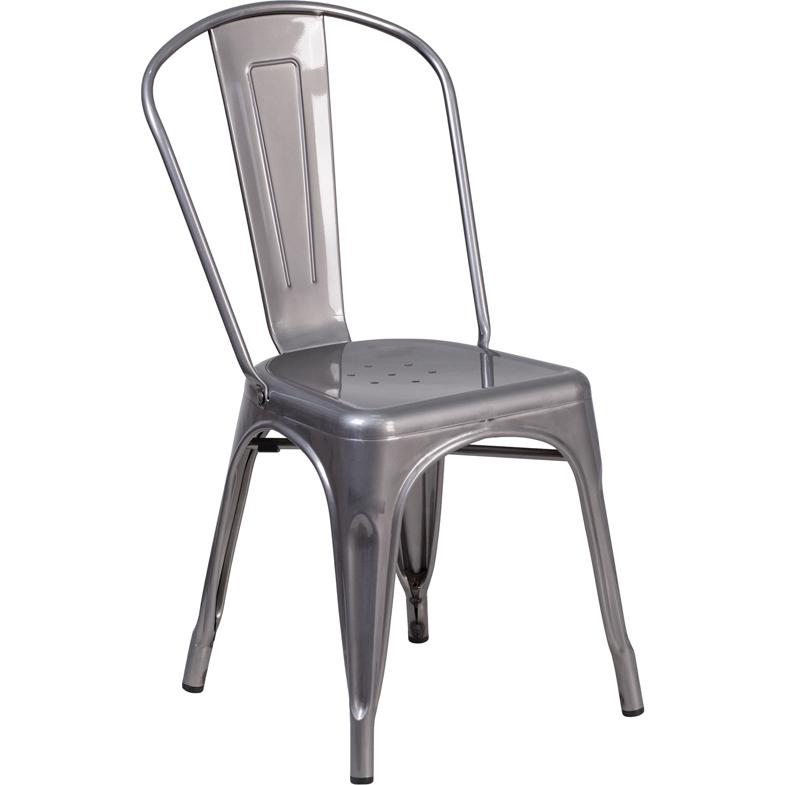 Clear Coated Metal Indoor Stackable Chair By Flash Furniture | Side Chairs | Modishstore - 1