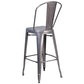 30'' High Clear Coated Indoor Barstool With Back By Flash Furniture | Bar Stools | Modishstore - 3