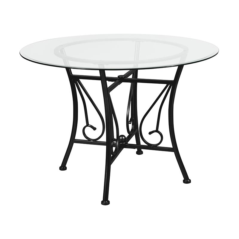 Princeton 42'' Round Glass Dining Table With Black Metal Frame By Flash Furniture | Dining Tables | Modishstore