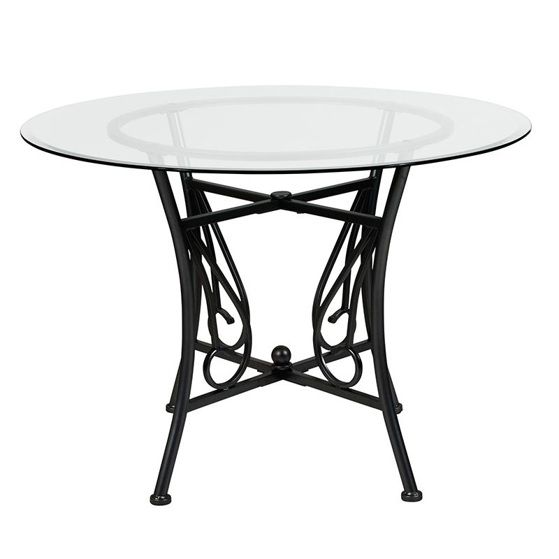 Princeton 42'' Round Glass Dining Table With Black Metal Frame By Flash Furniture | Dining Tables | Modishstore - 2