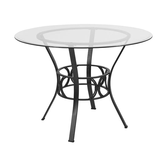 Carlisle 42'' Round Glass Dining Table With Black Metal Frame By Flash Furniture | Dining Tables | Modishstore