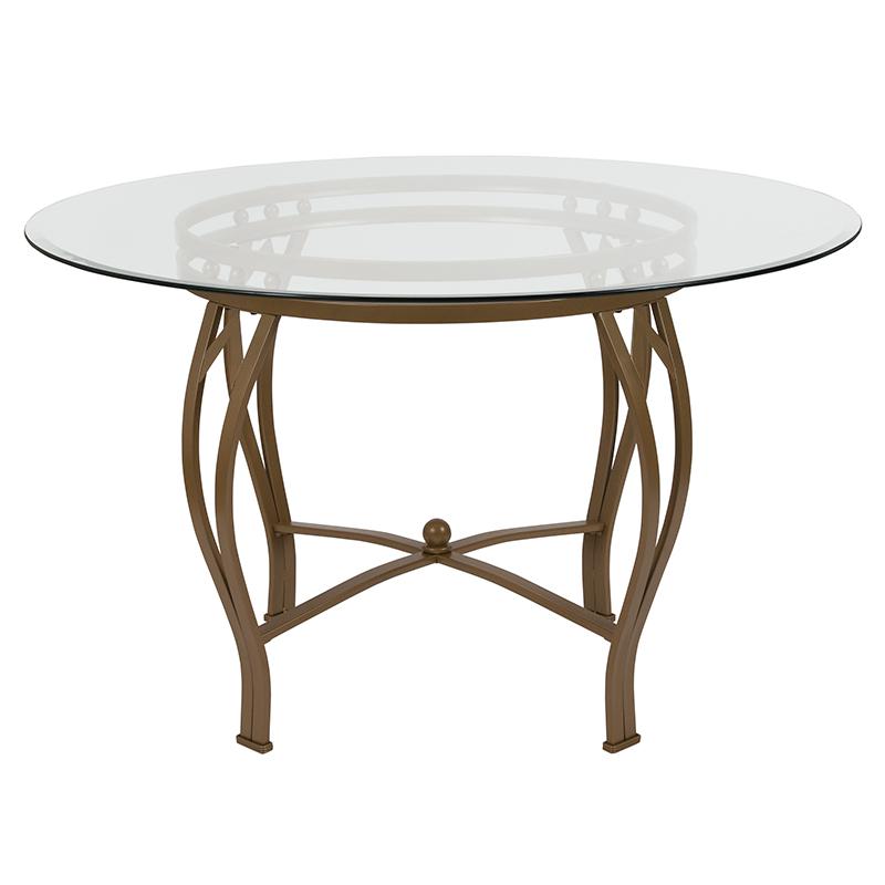 Syracuse 48'' Round Glass Dining Table With Matte Gold Metal Frame By Flash Furniture | Dining Tables | Modishstore - 2