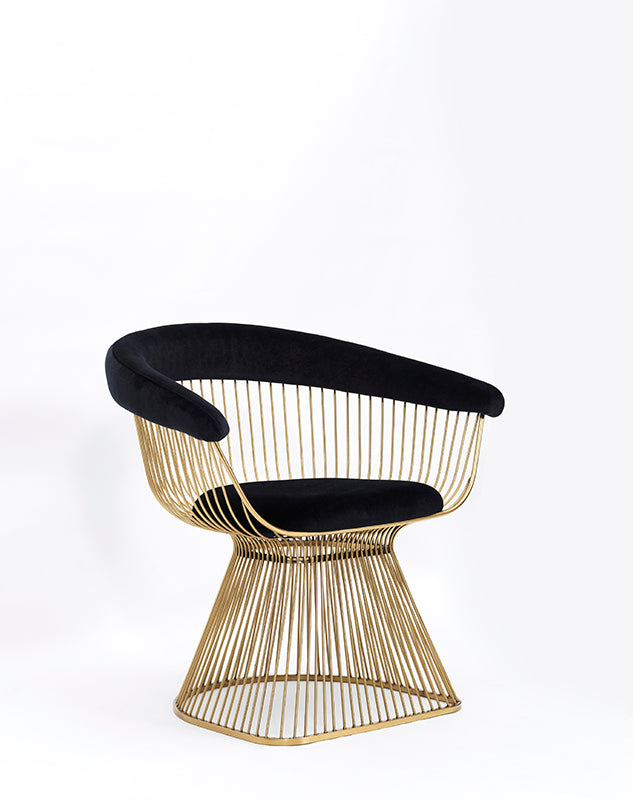 Modrest Chandler Black Velvet & Gold Dining Chair | Modishstore | Dining Chairs
