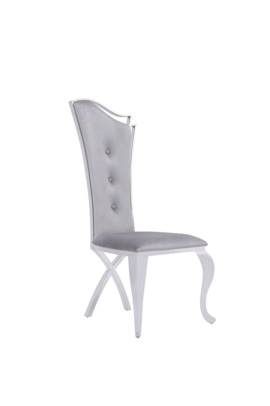 Modrest Bonnie Modern Grey Velvet & Stainless Steel Dining Chair (Set of 2) | Modishstore | Dining Chairs