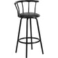 Crown Back Black Metal Barstool With Black Vinyl Swivel Seat By Flash Furniture | Bar Stools | Modishstore - 1