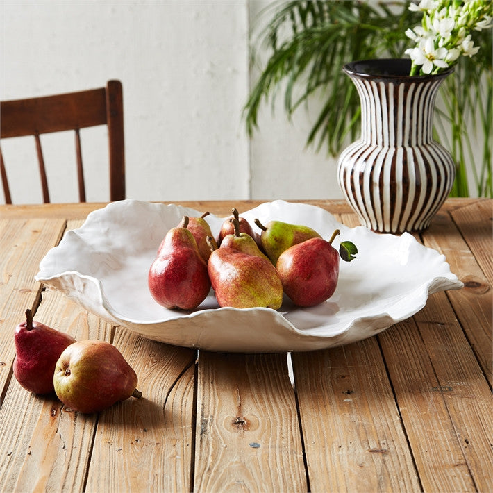Tozai Home Large White Free Form Ceramic Bowl - Set Of 2 | Decorative Bowls | Modishstore - 1