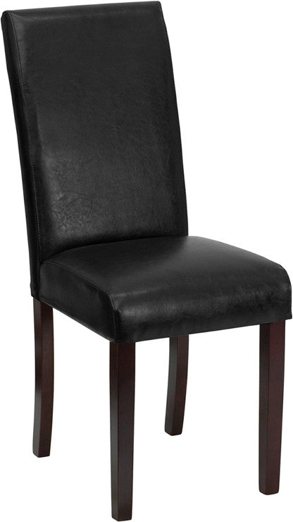 Flash Furniture Black Leather Upholstered Parsons Chair | Dining Chairs | Modishstore