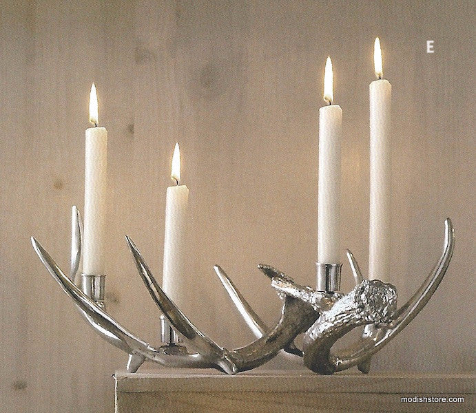 Roost Polished Antler Candlesticks & Pillar Holders