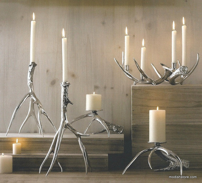 Roost Polished Antler Candlesticks & Pillar Holders