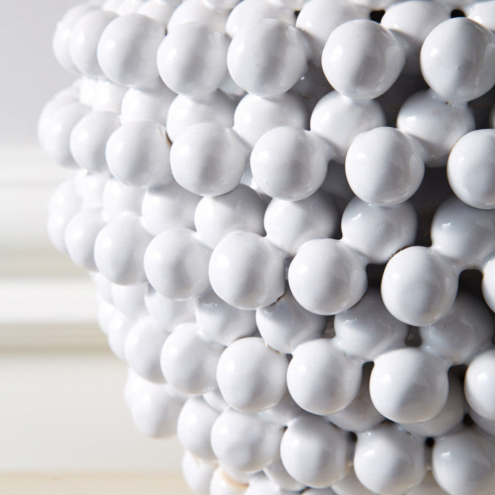 White Ceramic Pompom Vase/Planter, Set of 2 | Vases | Modishstore - 2