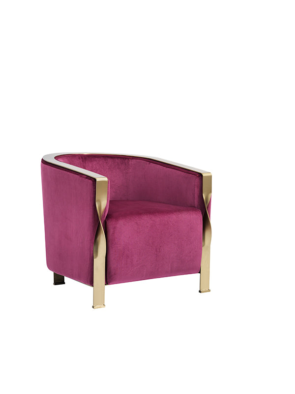 Divani Casa Anthony Modern Pink & Gold Accent Chair | Modishstore | Accent Chairs